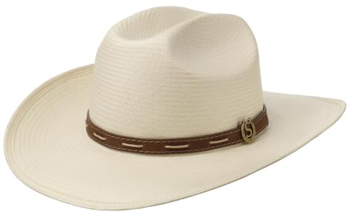 Stetson Edcouch Cappello Western Toyo Corona Cattleman Fascia in Pelle Uomo Primavera Estate