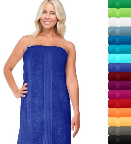 Lashuma Saunahandtuch 80x220 cm, Linz extra langes Saunatuch Königsblau | 550 g/m² Frottee aus 100 % Baumwolle, saugstarkes großes XXL Saunatuch für Damen und Herren in Sauna, Bad und Wellness