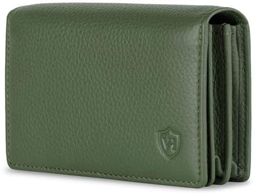 VON HEESEN® Visitenkartenetui Leder mit RFID-Schutz - Platz für 50 Visitenkarten - 6 Fächer - Visitenkarten Etuis - Geschenk für Damen & Herren (Grün)