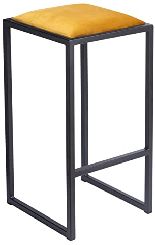 Barhocker Schwarz ohne Lehne 64 cm - Metall Barstuhl mit Gepolstertem Sitz - Loft Style