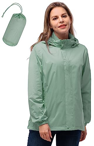 33,000ft Damen Wasserdichte Faltbar Regenjacke Atmungsaktive Windbreaker | Verstaubarer Kapuze, Dünne Regen Jacke, Leicht Übergangsjacke, Atmungsaktive Outdoorjacke, Windjacke für Radfahren, Wandern