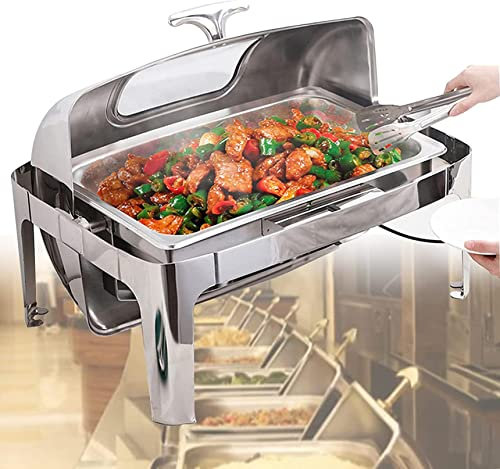 UZOURI Chafing Dish Electrico Buffet, 13L Calientaplatos de Acero Inoxidable para Buffet Fiesta, Calentador para Comida, 220V Envase para Alimentos Calientes