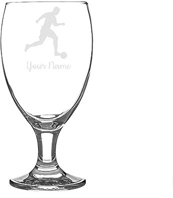 Football Player Engraved Glass, Sports Gift for Him for Her (Craft Beer Snifter Glass)