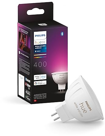 Philips Hue Smart LED-lampa MR16 - White and Color Ambiance, dimbar, 6.3 W, Zigbee & Bluetooth, trådlös, röststyrning via Amazon Alexa, Google Home Assistant och Siri, 1 Pack