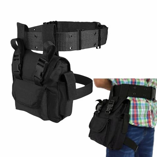 iFCOW Taktische Kameratasche, Drop Bein Tasche Taktische Taille Tasche für Kamera Werkzeug Große Kapazität Motorrad Oberschenkel Holster, Schwarz, modisch