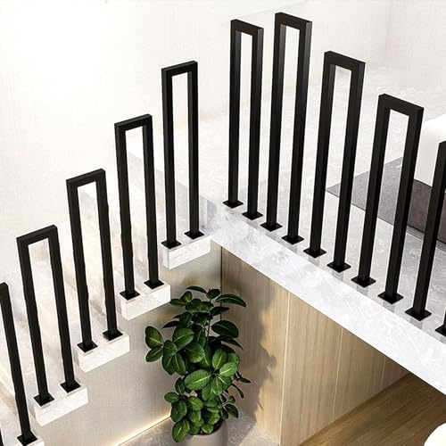 Ringhiera per Scale Interne, Corrimano per Scale a Forma di U Ferro, Parapetto Scala Interna, Passamano per Scale Forma di U per Ville Ingresso Terrazza Corridoi (Nero, 100cm)