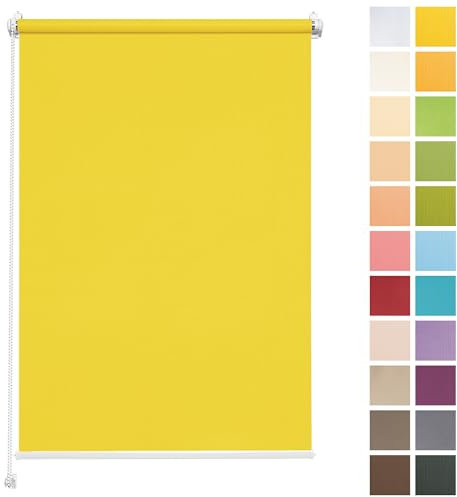 Rettika Sichtschutz Rollo ohne Bohren - Zitrone, Breite: 90cm, Höhe 120 - Rollos für Fenster ohne Bohren, Fenster rollos für innen, Jalousien zum Klemmen, Klemmrollo