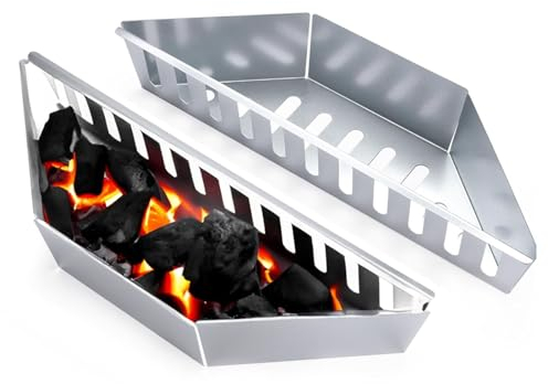 CZMYCBG 2er-Set Edelstahl-Holzkohlekorbhalter - Holzkohlekorb for kleinere Kugelgrills - Holzkohlebehälter Konturierte Kohle-Brikett-Grillkörbe
