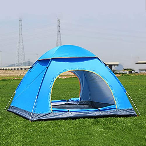 CRBUDY Zelt, Ultraleicht, tragbar, für Outdoor-Camping, automatisch, zusammenklappbar, wasserdicht, für 3–4 Personen (Blau für 3 oder 4 Personen)