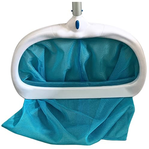 MaReBa24® Bodenkescher Poolkescher Deluxe Flex mit tiefem Netz, weißem Flexrahmen und Easy Button