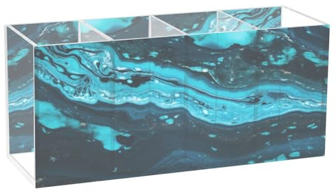 Stiftehalter aus dunklem Marmor, Acryl, 4 Fächer, Stiftebecher, Make-up-Pinselhalter, Organizer