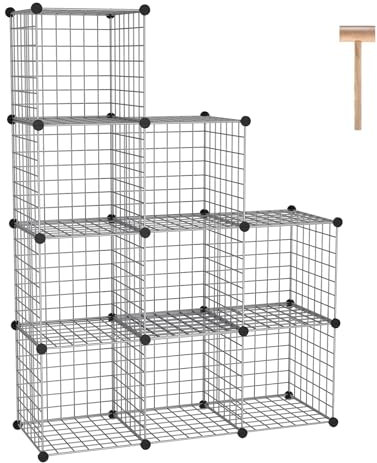 C&AHOME Wire Cube Storage, 9 cubi organizer in metallo a C, mensole modulari, organizer per armadio, ideale per casa, ufficio, soggiorno, 91 cm di lunghezza x 32 cm di larghezza x 122 cm di altezza,