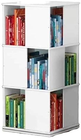 YTGHBIML Bücherturm Freistehend 360° drehbares Bücherregal, 3-stufiges stehendes Bücherregal, großes Fassungsvermögen, Bücherregale für Wohnzimmer, Bücherregal, einfacher Stil perfekte Darstellung