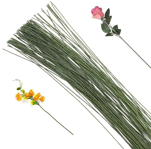 Blumendraht Grün zum Basteln, 50 Stück Floristendraht Steckdraht 30cm Blumenstieldraht Basteldraht Grün Blumen Draht zum Basteln