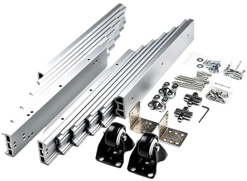 KELUNIS GlissièRe De Table à Extension ComplèTe Rails Coulissants En MéTal Robuste Pour Armoire Pour Table DissimuléE Bureau Comptoir De Cuisine Guide De Rails MéTalliques,1450mm