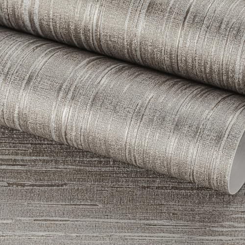 FunStick 40CMX6M Selbstklebende Tapete Küche Wand Braun Klebe Tapete Selbstklebend Wohnzimmer Abwaschbar Klebefolie Muster Möbel Leinenoptik Selbstklebende Folie für Tisch Braun Küchenschrank Folie
