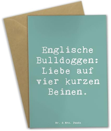 Mr. & Mrs. Panda Grußkarte Spruch Englische Bulldogge Liebe - Geschenk, Hunderasse, Beileidskarte, hochzeitskarten, treue Begleiter, Hunderassen Charakter, auf vier kurzen Beinen, Klappkarte, zur