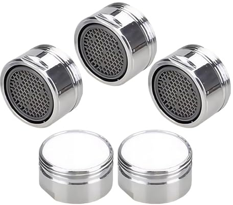 5-Piece Tap Filter Set - Water Saver Spout Filter Mesh, Replacement Insert Tap Spout Aerator 24MM Faucet Bubbler Filter, for Kitchen & Bathroom (Silver)