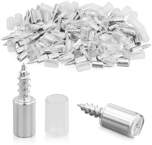 63 Stück Selbstschneidende Schraube RegalbodenträGer, Einlegeboden Halter,Regal Bodenhalter 7.5mm, Regalstifte Mit Transparenter Anti-Rutsch-Abdeckung, FüR SchräNke, KleiderschräNke, BüCherregale