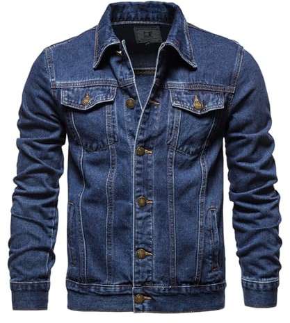 Btmpmcs Herren Classics Jeansjacke Vintage Denim Trucker Jacket Gewaschener Cowboy Übergangsjacke Baumwolle Denim Jacke für Frühling und Herbst Western Motorrad Biker Jeans Mantel Outerwear