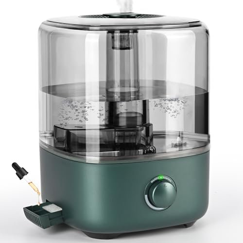 Vankarr - Humidificador ultrasónico para dormitorio de 5 L, 28 dB, silencioso, con boquilla giratoria de 360°, para habitación infantil, oficina, plantas de bebé, color verde