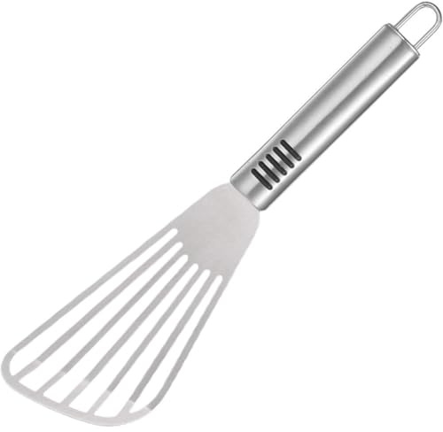 Dinntty Espátula para Pescado - Espátula Ranurada De Cocina De Metal Pulido De Acero Inoxidable Flexible - Espátula De Metal para Pescado, Huevo, Papas Fritas, Filete De Panqueque