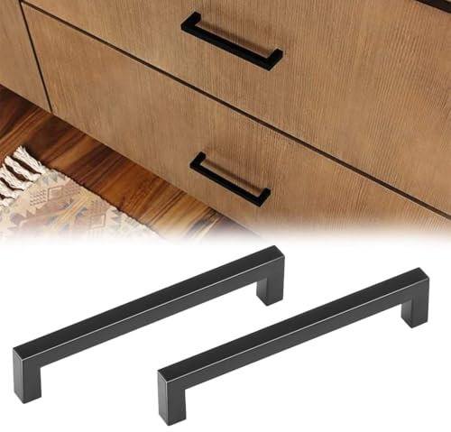 XOXVURI 2 Pièces Poignee de Meuble Noir Cuisine Entraxe 128mm Acier Inoxydable Poignées pour Placards Poignet de Porte Cuisine