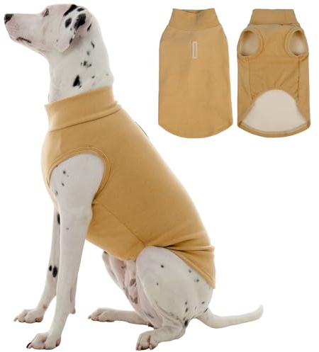 Kuoser Hundepullover, Fleece Pullover Hund, Hunde Fleecejacke, Braun L | Hundepullover für kleine, mittelgroße & große Hunde, leichte körpernahe Hundeweste, elastischer warmer Hunde Pullover Sweater