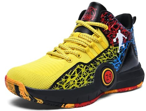 Zapatillas de Baloncesto for Hombre con Malla Transpirable y Agarre Duradero adecuadas Tanto for Deportes Profesionales como Casuales.(Yellow,43 EU)