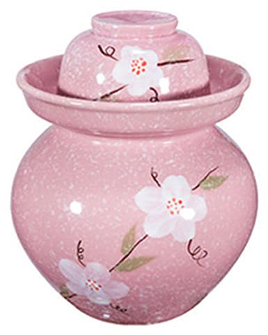 vaso di fermentazione. Pentola for decapaggio in coccio di fermentazione in ceramica cinese tradizionale rosa, vaso di fermentazione con coperchio a tenuta d'acqua in gres(1.25KG)