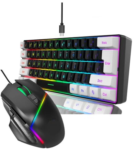 DIWUCXCA 2024 Tastiera da gioco e combinazione di mouse con mouse programmabile macro RGB ergonomico e 12800dpi per computer