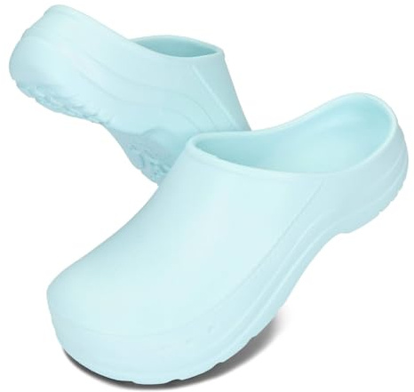 BeComfy Zuecos ligeros de jardín para mujer y hombre, de goma, de EVA, cómodos, para el verano, talla 36-46 EU, azul claro, 39 EU