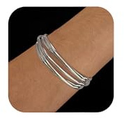 HolidayQbee Bracciale Donna Rosa Oro o Argento Aperto a Fasce, Design Elegante Moderno, Fatto a Mano, Ipoallergenico, Non Scolorisce, Idea Regalo Raffinata