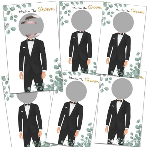 Fesnova Hochzeitsspiele 'Who Has The Groom' Rubbellose, Fotospiel Hochzeit 48 Spielkarten mit Eichenblatt-Design,Hochzeitsspiele für Das Brautpaar für Gäste, Perfekt für Gästebuch Hochzeit