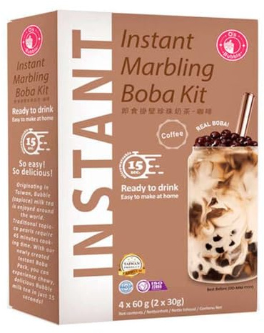 Kit Bubble Tea Café en casa 4 bebidas con perlas de tapioca y sirope sabor café, pajitas incluidas, listo en 15 s