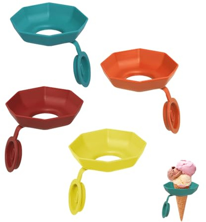 BOROLA 4 Pack Silicone Ice Pop and Ice Cream Leak-Proof Holders for Kids, Portable Mess Free Cone Holders Freeze-Proof Popsicle Tray Drip Catchers Accessories for Children Summer Days Party Present