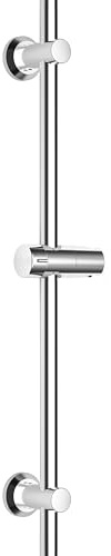 JOHO Barre de douche en acier inoxydable de 70 cm avec support de pommeau de douche et fixations murales variables, barre murale avec support de douchette, colonne de douche chromée