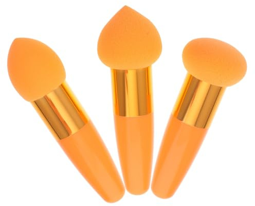 Gogogmee 3pcs Makeup Sponge Applicators Set with High-density Latex and Pp Handle, Soft and Elastic Beauty Sponges for Foundation and Powder Application, Portable Cosmetic Tools for Daily