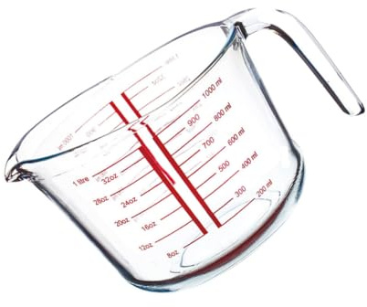Ipetboom Jarra Medidora de Vidrio Templado Transparente con Vaso Medidor Resistente al Calor para Hornear y Cocinar Herramienta Ligera y para Cocina