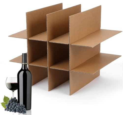 MAGICLULU Trennwände Für Umzugskartons Für Gläser 10 Kartonteiler Aus Wellpappe Für Wein-Umzugskartons Sicherer Schutz Beim Küchenumzug Platzsparende Kartoneinsätze