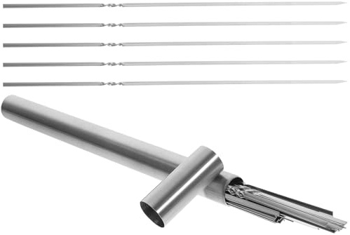 COLLBATH Spiedini Barbecue in Acciaio Resistente Spiedini Piatto Antiscivolo per Grigliata Esterna Accessori Arrosticini Riutilizzabili per Carne Pollo e Verdure