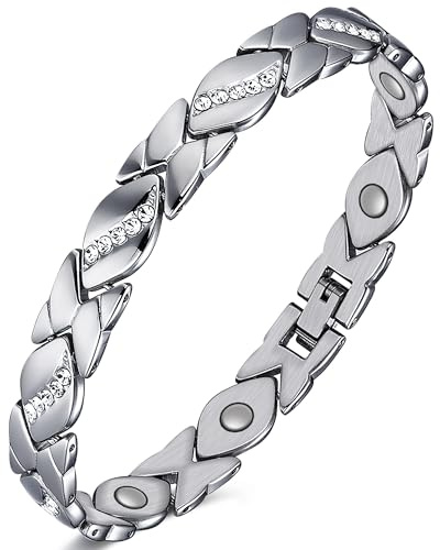 Jeracol Titanstahl Magnetarmband Damen mit 3500 Gauss Magneten | Verstellbares Magnet Armband Damen mit Entfernungswerkzeug und Schmuck Geschenkbox
