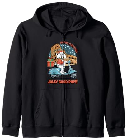 Jolly Good Pup Christmas Scooter Perro Roma Sudadera con Capucha