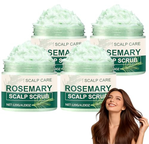 Gommage Cuir Chevelu au Romarin Exfoliant pour Nettoyage Profond & Soin Équilibrant, Gommage Cheveux au Sel Marin pour Racines Grasses ou Squameuses, Soin Clarifiant pour Cuir Chevelu Rafraîchi (4)