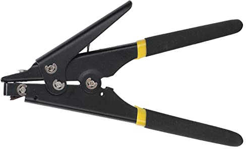 Fafeicy Strumento per Fascette per Cavi HS 519 Strumento per Fissare e Tagliare Fascette in Ferro per in Nylon da 2,3-9,5 Mm Professionale per la Gestione dei Cavi (BLACK)
