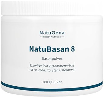 NatuGena NatuBasan 8 Basenpulver, 8 basische Mineralstoffverbindungen, Calcium, Magnesium, Carbonaten und Citraten, 180 gr Pulver (60 Tage Packung)