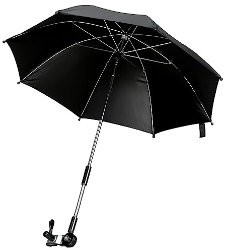 LIHAO Ombrelle Poussette Universelle Compatible avec Bébé Confort, Parasol Poussette Diamètre 72cm Ajustable 360° pour Nacelle, Poussette Canne et Landau, Protection Solaire UV, Pluie, Noir