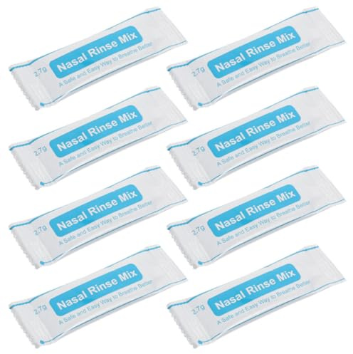 Sal para Lavado Nasal sin, 80 Sobres para Limpieza Diaria | Grano Fino de Disolución Rápida, Formato Individual Fácil de Transportar, para Adultos y Niños, Color Blanco
