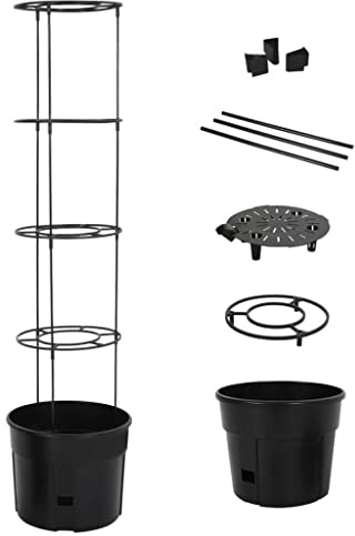 Ziaphsol Pot de fleurs anthracite Ø 39 x 150 cm - En polypropylène résistant aux intempéries - Pour balcon, jardin et terrasse - Idéal pour les tomates, herbes et légumes