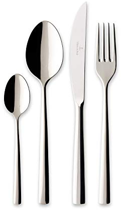 Villeroy & Boch - Piemont Besteckset 24-teilig Silber, Spülmaschinenfest, Besteck Set für 6 Personen, Besteckset Platin, Besteck, Edelstahl